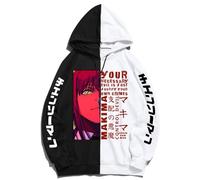 GREOPE Felpa con Cappuccio Chainsaw-Man Anime, Streetwear Stampato, Felpa alla Moda per Uomo e Donna, Abbigliamento Sportiv 8-Black+White||4X_l