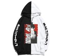 GREOPE Felpa con Cappuccio Chainsaw-Man Anime, Streetwear Stampato, Felpa alla Moda per Uomo e Donna, Abbigliamento Sportiv 11-Black+White||4X_l
