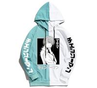 GREOPE Felpa con Cappuccio Chainsaw-Man Anime, Streetwear Stampato, Felpa alla Moda per Uomo e Donna, Abbigliamento Sportiv 7-Light Green+White||4X_l