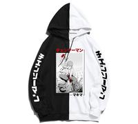GREOPE Felpa con Cappuccio Chainsaw-Man Anime, Streetwear Stampato, Felpa alla Moda per Uomo e Donna, Abbigliamento Sportiv 10-Black+White||4X_l