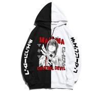 GREOPE Felpa con Cappuccio Chainsaw-Man Anime, Streetwear Stampato, Felpa alla Moda per Uomo e Donna, Abbigliamento Sportiv 9-Black+White||4X_l