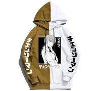 GREOPE Felpa con Cappuccio Chainsaw-Man Anime, Streetwear Stampato, Felpa alla Moda per Uomo e Donna, Abbigliamento Sportiv 7-Khaki+White||4X_l