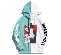 GREOPE Felpa con Cappuccio Chainsaw-Man Anime, Streetwear Stampato, Felpa alla Moda per Uomo e Donna, Abbigliamento Sportiv 11-Light Green+White||4X_l