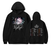 GREOPE Felpe ADO-Hi-ba-na da Uomo, Felpe con Fumetti a Maniche Lunghe, Maglie in Stile Fumetto per Giochi di Ruolo, Abbigliamento Casual da Strada-Black||x_l