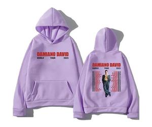 GREOPE Maglietta Damiano Singer David Cosplay Costume Girocollo Maniche Corte Felpa Top per Donna e Uomo A-Purple||s
