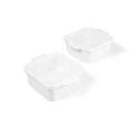 Gres by Souper Cubes - Teglia da forno quadrata da 12,7 cm, set di 2 teglie da forno (12,7 x 12,7 cm), colore: Bianco