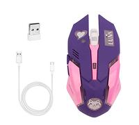 Greshare Mouse da gioco, mouse ottico retroilluminato a 7 colori, ergonomico con cavo USB con 2400 DPI e 6 pulsanti, 4 riprese con nano ricevitore per computer/Win/Mac/Linux/Android/iOS, viola.