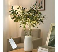 Gresonic 5 luci decorative a forma di ramo di ulivo da 50 cm, luci artificiali con 100 LED bianchi caldi, alimentate a batteria, per interni, per centrotavola, vasi