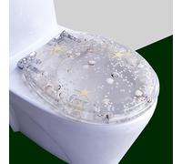Gresonic Sedile WC in resina trasparente, igienico e confortevole, cerniere in metallo regolabili, conchiglie e sabbia, Top Fix e chiusura rapida, facile da pulire (A6DE-2026-SZMTG01)