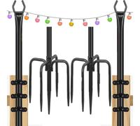 Gresonic Set di 2 aste per catena luminosa per ponte, da 9,8 m, per esterni, in acciaio, per decorazione all'aperto, giardino, cortile, terrazza, illuminazione stand per matrimoni