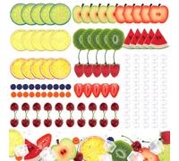 Gresorth 135 pezzi di decorazione artificiale per frutti misti artificiali, fragola, mela, limone, puleggia di ghiaia, blocco realistico, ciliegia, lampone, modello di cubetti di ghiaccio