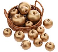 Gresorth 15 Pezzi Artificiali Oro Mela Decorazione Falso Frutta Modello Realtào Vegetale Display Simulazione Casa Set per Armadietto Natale Tabella