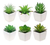 Gresorth 6 piante grasse artificiali in vaso, decorazione finta di aloe verde, modello realistico, mini bonsai, ornamento per casa, bagno, camera da letto, davanzali