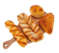 Gresorth Set di 4 pezzi di pane finto di sesamo grande, decorazione artificiale realistica, pane intrecciato per cucina, festa, display cibo, accessori per fotografia