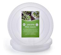 GRESPRI Confezione da 6 piattini per piante trasparenti da 35,5 cm, in plastica resistente, per vasi da fiori in plastica resistente, per piante da interni ed esterni (base da 32,5 cm)