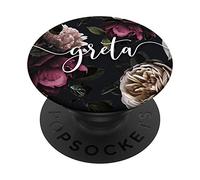 Greta - Elegante Rosa Nome Personalizzato Floreale PopSockets PopGrip: Impugnatura per Telefoni Cellulari e Tablet Intercambiabile