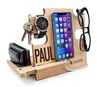 GRETAOTO Docking Station in Legno Organizzatore da Scrivania per Lui Supporto Smartphone Idea Regalo per Uomo Personalizzato Svuotatasche da Ingresso San Valentino Regali Natale per Uomini