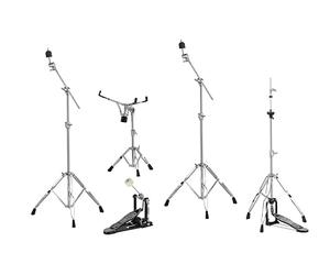 Gretsch Hardware Explorer GR-G2Pack - Set completo di hardware per batteria 5 pezzi - 2x aste a giraffa per piatti - supporto rullante - asta Hi-Hat - pedale singolo - leggero e stabile