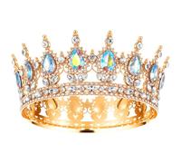Grevosea 1 corona di cristallo da donna, da principessa, vintage, da donna, scintillante, accessorio per capelli, corona da sposa, matrimonio, ballo di fine anno, concorso, festa di compleanno, colore