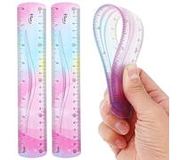 Grevosea 2 righelli flessibili, 20 cm, in plastica, infrangibili, con bordo dritto, morbidi, pieghevoli, per scuola, aule, ufficio, bambini e adulti (20,3 cm)