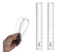 Grevosea 2 righelli flessibili da 30,5 cm, in plastica trasparente, morbidi e pieghevoli, con centimetri e pollici, per bambini e adulti, scuola, aula e ufficio