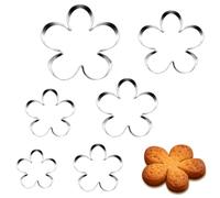 Grevosea 6 formine per biscotti a forma di fiore, in acciaio inox, a molla, a forma di margherita, piccole formine per biscotti e pasticceria, per San Valentino, Natale, vacanze (6 dimensioni)