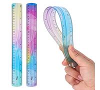 Grevosea Righello flessibile, in plastica, infrangibile, con bordo dritto, morbido, pieghevole, per scuola, aula, ufficio, bambini e adulti, 2 pezzi, 30 cm