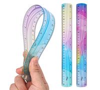 Grevosea Righello flessibile in plastica infrangibile da 30 cm, colorato, pieghevole, bordo dritto, ideale per bambini e adulti, scuola, casa, ufficio, 2 pezzi