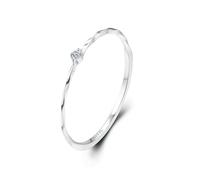 Grewod Anelli da Donna Oro Bianco 9 Carati Sottile Delicato Rotondo Impilabile con Moissanite Fedina Anello Misura 11