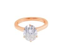 Grewod Anelli Donna Fedine Oro Rosa 18k Solitario Semplice a 4 Punte Ovale Champagne Moissanite 3ct Anello Anniversario Matrimonio Taglia 9