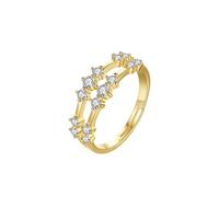 Grewod Anelli Donna Oro Giallo 18K 750 Diamante Bianco Rotondo Delicato Regolabile Anello di Matrimonio Gioielli Misura 17