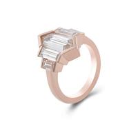 Grewod Anelli Donna Semplici Oro Rosa 750 Geometrico con Moissanite Fede Anello Gioielli Matrimonio Taglia 22