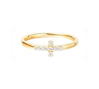 Grewod Anelli in Oro Giallo 18 Carati per Donna Croce con Moissanite Rotonda Anello Gioielli Fedi Nuziali Misura 14