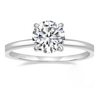 Grewod Anello Donna Argento 925 Misura 16, Solitario con Zircone Bianco Rotondo da 7.5mm e 1.5 ct, Anelli Matrimonio con Pietra