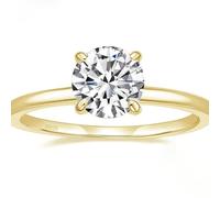 Grewod Anello Donna Argento 925 Oro Misura 7, Solitario con Zircone Bianco Rotondo da 7.5mm e 1.5 ct, Anelli per Fidanzamento con Pietra
