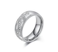 Grewod Anello Donna e Uomo Acciaio Inossidabile Taglia 14, Argento, Souvenir della Coppa del Mondo per Gli Appassionati di Calcio, 8mm, Anello per Fidanzamento