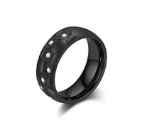 Grewod Anello Donna e Uomo Acciaio Inossidabile Taglia 20, Nero, Souvenir della Coppa del Mondo per Gli Appassionati di Calcio, 8mm, Anello Compleanno