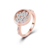 Grewod Anello Donna Fede Oro Rosa 585 Moissanite Rotonda con Forma Marquise Anelli Gioielli Matrimonio Taglia 9