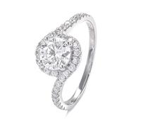 Grewod Anello Fede Oro Bianco 14k per Donna con Moissanite Rotonda a 4 Punte Anelli Gioielli Matrimonio Taglia 26