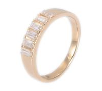 Grewod Anello per Matrimonio Oro Giallo 585 per Uomo con 6 Moissanite a Forma Rettangolare Anelli Fidanzamento Misura 26