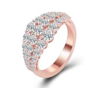 Grewod Anello per Matrimonio Oro Rosa 14 Carati per Donna Geometrico Largo con Moissanite Anello Taglia 8