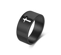 Grewod Anello Uomo Acciaio Inossidabile Croce larga Nero Taglia 20, 10mm, Fedine Anelli