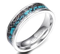 Grewod Anello Uomo e Donna Intarsio in Turchese e Pietra Taglia 11-20, Argento, Tungsteno, 6mm/8mm, Anelli Anniversario