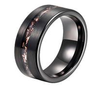 Grewod Anello Uomo Tungsteno Progetto del Cielo Stellato Nero Misura 22, 8mm, Anello Promessa Matrimonio