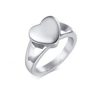 Grewod Anello Urna, Anello Donna Acciaio Inossidabile 11.5MM Anelli a Forma di Cuore Argento Anello Ceneri Taglia 17
