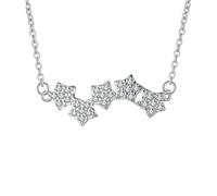 Grewod Collana con Pendente Donna Oro Bianco 18 Carati Diamante Laboratorio Bianco Rotondo Stella Ciondolo con Catena Gioielli 40+5 cm