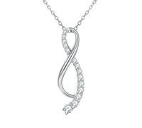 Grewod Collane Argento 925 per Donna Infinito con Moissanite Rotonda Collana con Ciondolo Gioielli Matrimonio Catena 45cm
