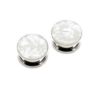 Grewod Dilatatore Orecchio 16MM Dilatatori Lobo Rotondo Bianco Tunnel Uomo Donna Acciaio Inossidabile Piercing, 1 Paio