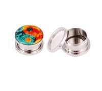Grewod Dilatatore Tunnel 10MM Dilatatori Lobo Rotondo con Yin Yang Argento Uomo e Donna Acciaio Inossidabile Piercing Orecchio, 1 Paio