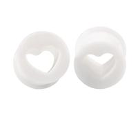Grewod Dilatatori Orecchio 18MM Dilatatori Lobo Forma del Cuore Bianco Tunnel Donna e Uomo Dilatatore Silicone Piercing, 2 Pezzi